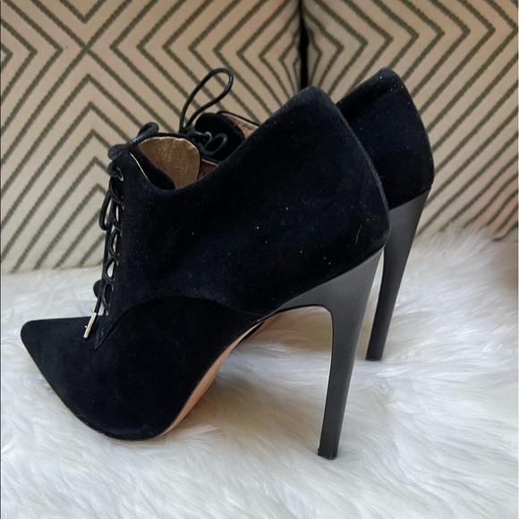 L.A.M.B Isabella Black Suede Leather Stiletto Booties - Picture 12 of 14